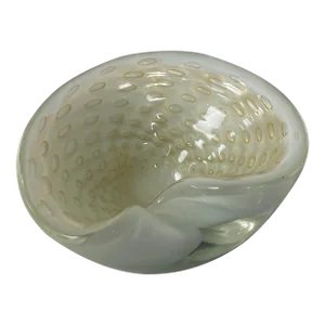 Vintage Murano Styled Bullicante Gold Flake Art Glass Mid Century Ashtray