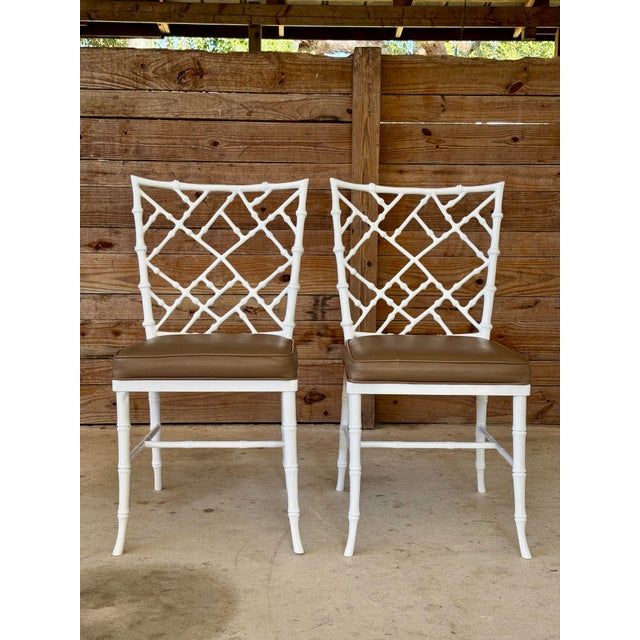 Pair of Mid-20th Century Faux Bamboo Side Chairs by Phyllis Morris For Sale - Image 11 of 12