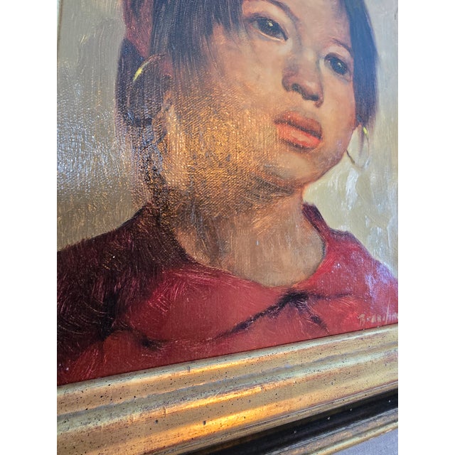 Vintage Pre Mid Century Modern Signed Portrait Painting For Sale - Image 10 of 10