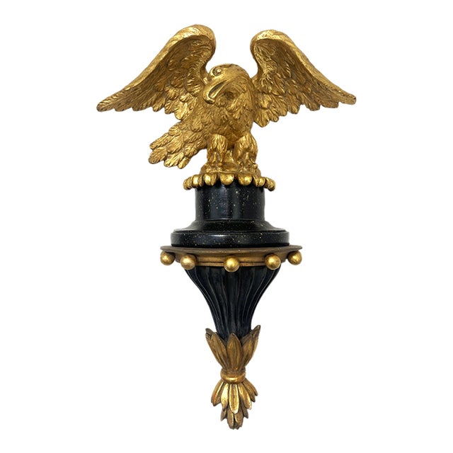 1980s Gilded Bald Eagle Sculpture Atop Matching Corbel For Sale