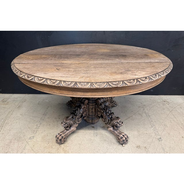 French Carved Oak Hunting Table, 1869 For Sale - Image 12 of 12