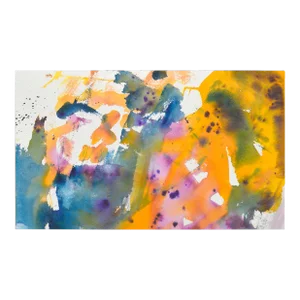Blue & Yellow Abstract Watercolor by Les Anderson