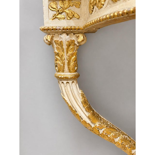 Rococo Italian 18th Century Parcel-Gilt Rococo Demilune Console With Hoof Feet For Sale - Image 3 of 10