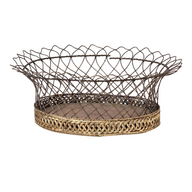 Vintage French Tole/Wire Jardinière, Circa 1950 For Sale