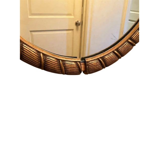 Art Deco 1920's French Art Deco Oval Wooden Mirror For Sale - Image 3 of 5