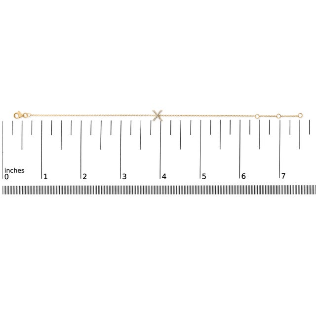 10K Yellow Gold Diamond Accent "X" Initial Charm and Link Bracelet For Sale In New York - Image 6 of 6