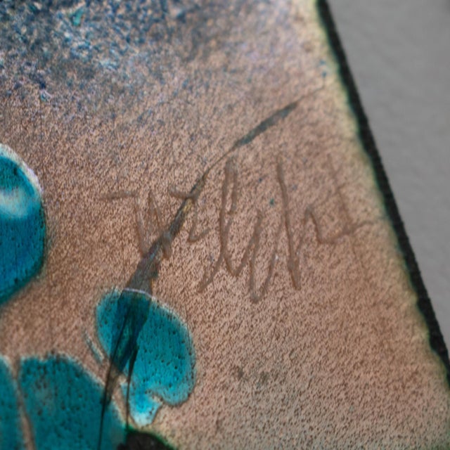 Abstract Abstract Judaica Enamel Mounted Wall Panel Plaque Artwork by George Welch, Circa 1950 For Sale - Image 3 of 15