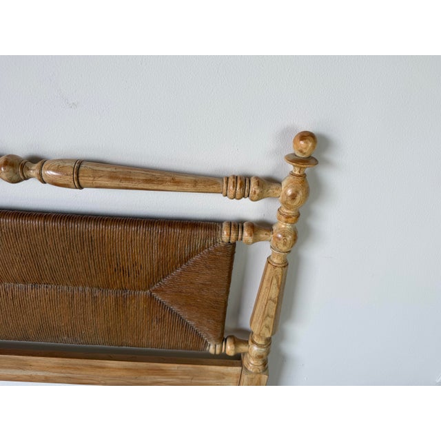 Wood Vintage Coastal Organic Pickled Ash & Woven Rush Twin Headboards – Pair For Sale - Image 7 of 12
