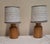 Vintage Bedside Lamps with Yellow-Brown Yew Wood Base and Fabric Shade from Lamplove, 1980s, Set of 2, in Very Good...