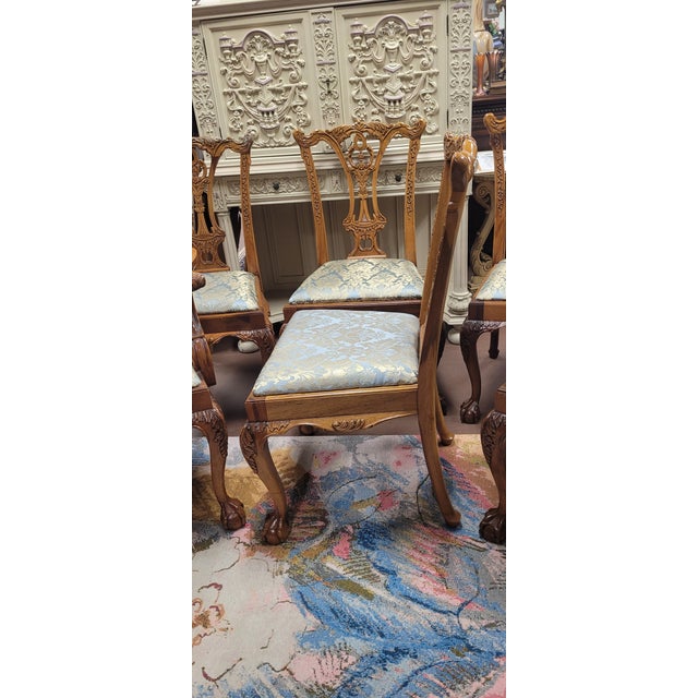 1940s Set of 6 Georgian Chippendale Dining Chairs For Sale - Image 4 of 10