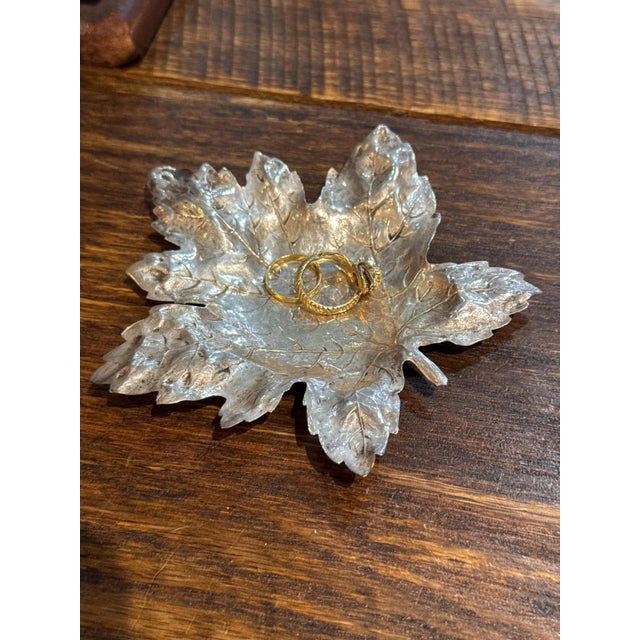 GORGEOUS sterling silver sculptural Maple leaf dish by R. Blackinton & Co. It would be the prettiest jewelry catch!...