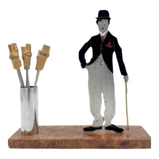 1930s Sudre Art Deco Charlie Chaplin Tramp Cocktail Hors d'Oeuvres Picks Set, Unsigned- 7 Pieces For Sale