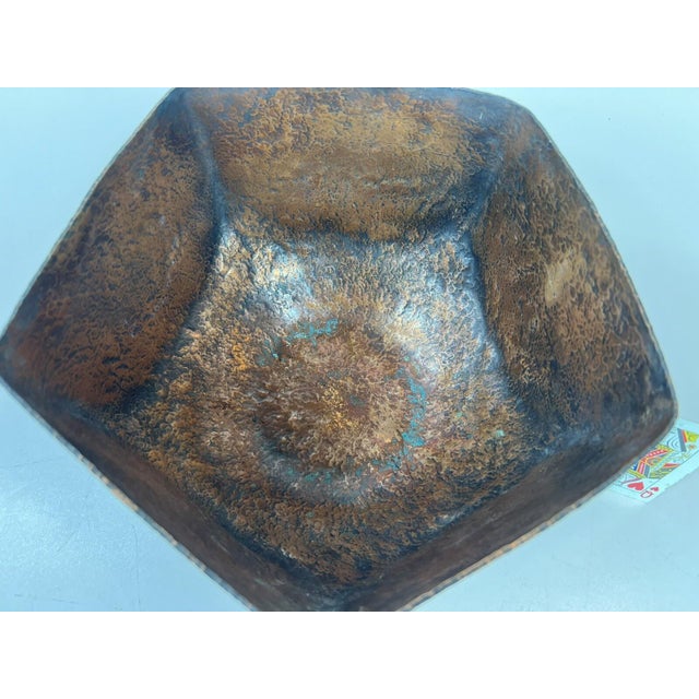 Mid 19th Century Arts & Crafts Hand Hammered Raised Copper Bowl Large Art Deco MCM Brutalist For Sale - Image 6 of 18