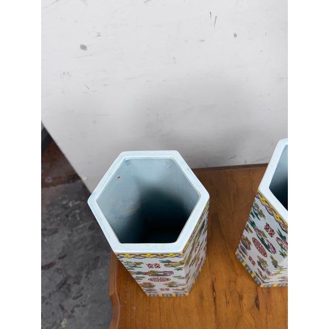 Chinese Famille Rose Double Happiness Vessels, Pair For Sale - Image 11 of 12