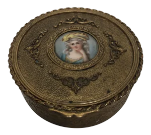 Early 20th Century Antique French Painted Porcelain Jewelry Box