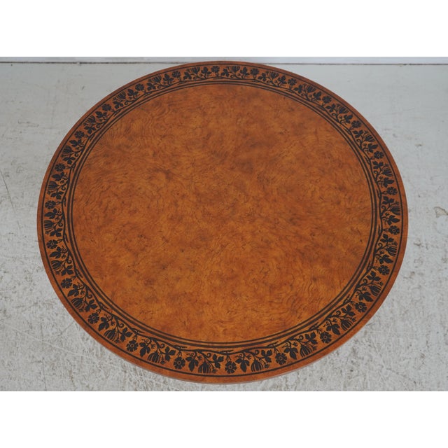 Traditional Baker Burlwood Round Inlaid Center Table For Sale - Image 3 of 14
