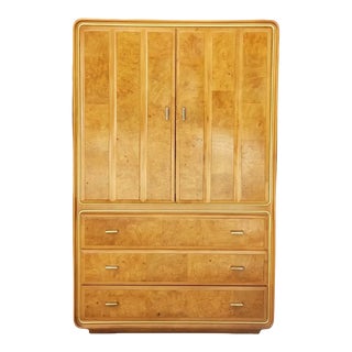1970s Deco Burlwood Dresser Armoire by American of Martinsville For Sale