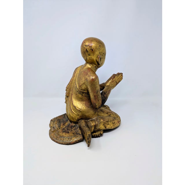 19th Century Burmese Lacquered Wood Statue: Moggallana For Sale In Portland, OR - Image 6 of 9