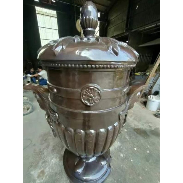 One-of-a-Kind, Large Full Bronze Urns Pair, New, Indoor, Outdoor For Sale In Los Angeles - Image 6 of 6