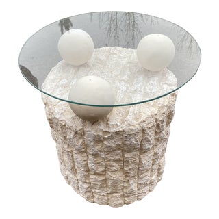 Vintage Postmodern Tessellated Geometric Side Table For Sale