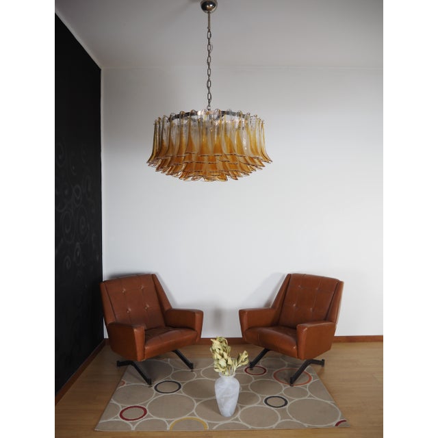 Large Murano Glass Chandelier with Amber Transparent Glass Petal, 1990 For Sale - Image 6 of 15