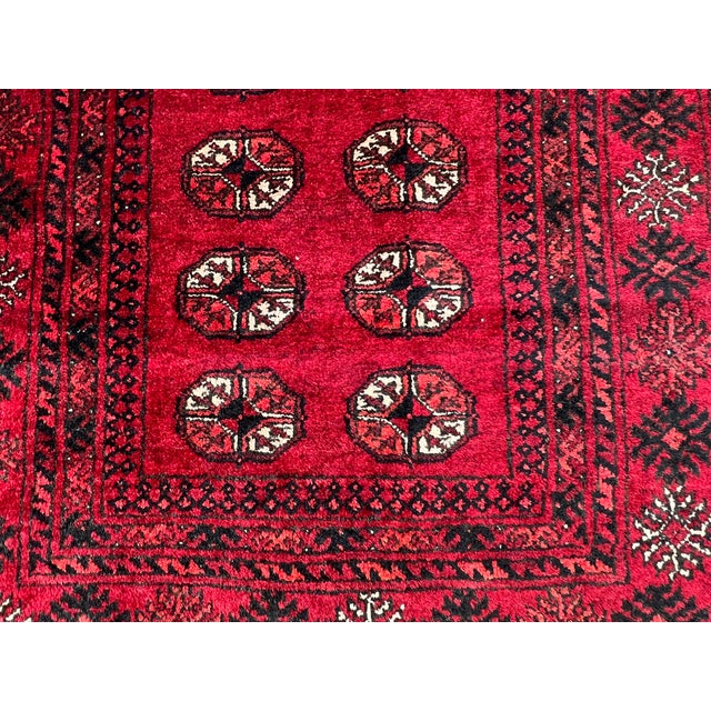 Textile Vintage Afghan Mauri Bokhara Single Column Oval Gul Rug - 6'0" X 3'7" For Sale - Image 7 of 12