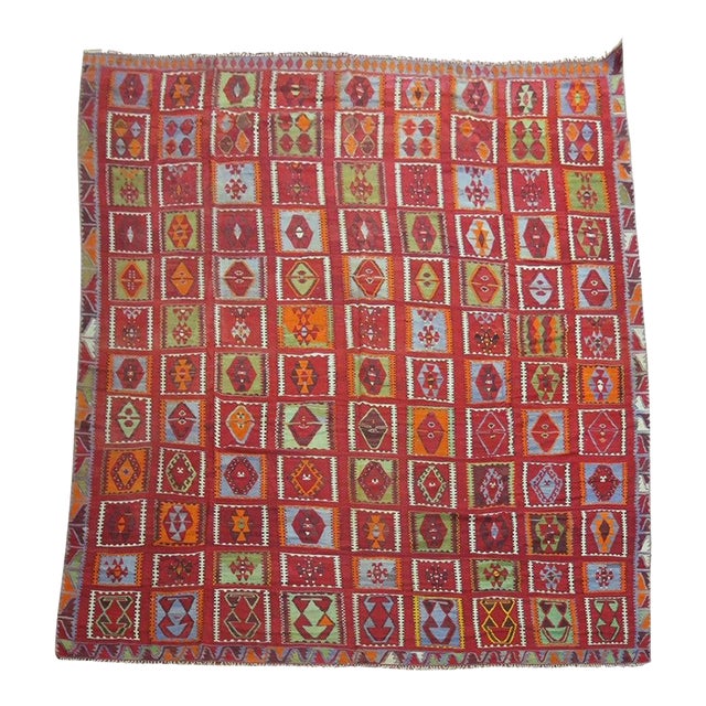 Antique Turkish Kilim - 11'1" x 14'1" For Sale