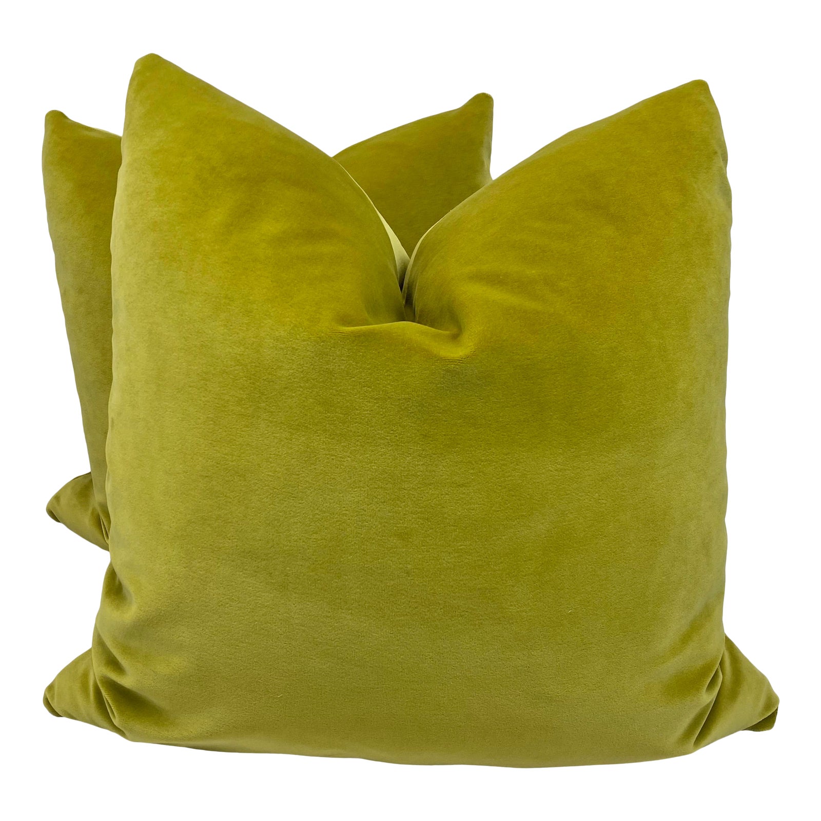 Chartreuse Cotton Velvet 22” PillowsA Pair Chairish
