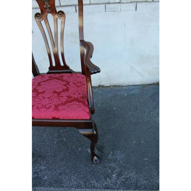 Wood Mid 20th Century Queen Ann Mahogany Desk, Side Upholstered Armchair For Sale - Image 7 of 9