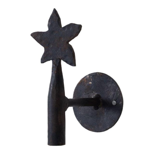 1950s Spanish Iron Flower Wall Hook For Sale