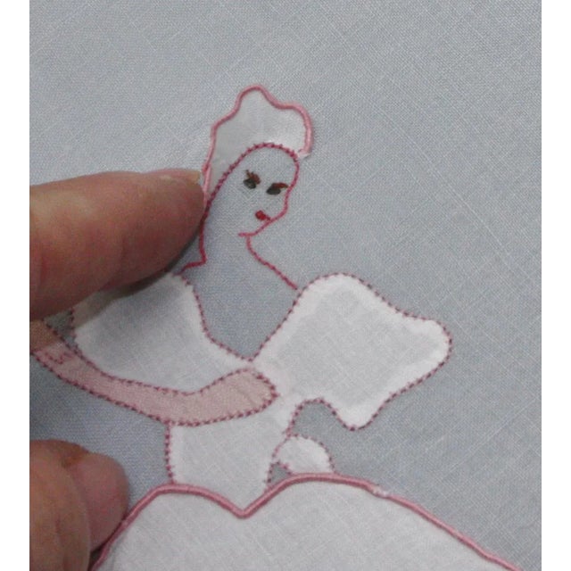 Gray Ballerina Dancing Girl Applique Hand Towel For Sale - Image 4 of 5