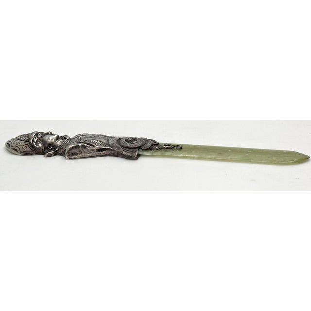 Imperial Russian Silver Kokoshnik Maiden & Nephrite Page Turner, Marked “BA" For Sale - Image 10 of 12