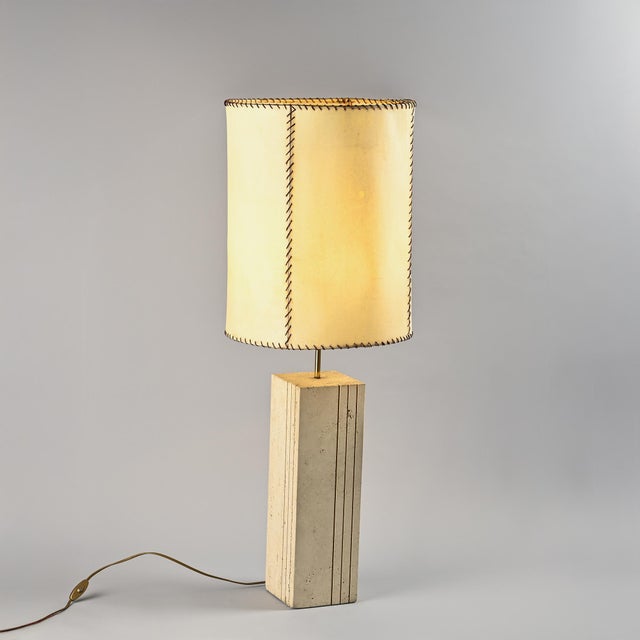 Travertine and Parchment Lamp, Italy, 1970s For Sale - Image 11 of 11