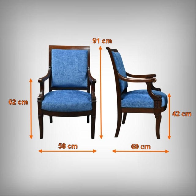 Early 19th Century Restoration Mahogany Armchairs, Set of 2 For Sale - Image 17 of 18