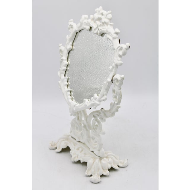 Antique White Cast Iron Dresser Mirror For Sale - Image 4 of 9