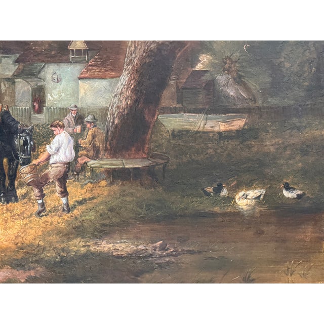 Forest Green Large Late 19th Century English Oil Landscape Painting For Sale - Image 8 of 9