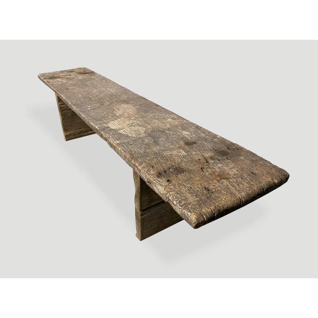 Rustic Andrianna Shamaris Coffee Table or Bench Made from Antique Teak Wood For Sale - Image 3 of 5