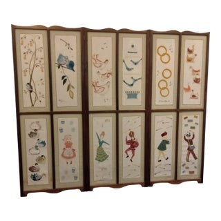 12 Days of Christmas Handmade Standing Floor Screen Vintage 1960s For Sale