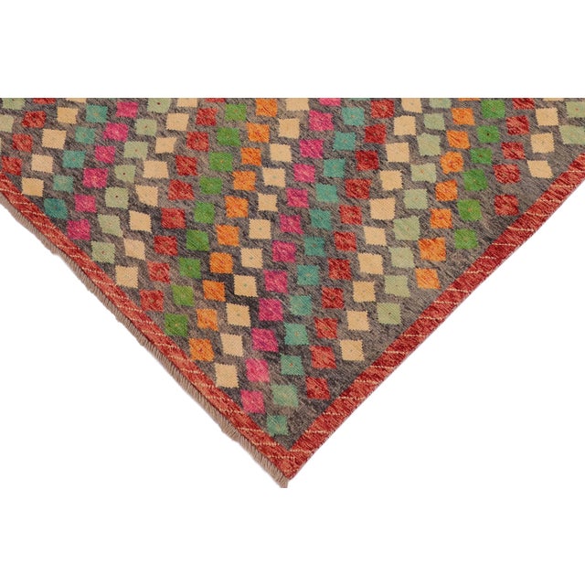 Shabby Chic Balochi Gray/Red Wool Rug - 4'2''x6'1'' For Sale - Image 4 of 11