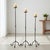 French Hand Forged Iron Candelabra Set of 3 (92-112cm) Antique Copper Finish Straight Stem with French Scroll Base For Sale - Image 3 of 7