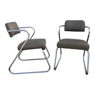 Vintage Gilbert Rhode Art Deco Machine Age Chrome "Z" Chairs by Royal Chrome - a Pair For Sale