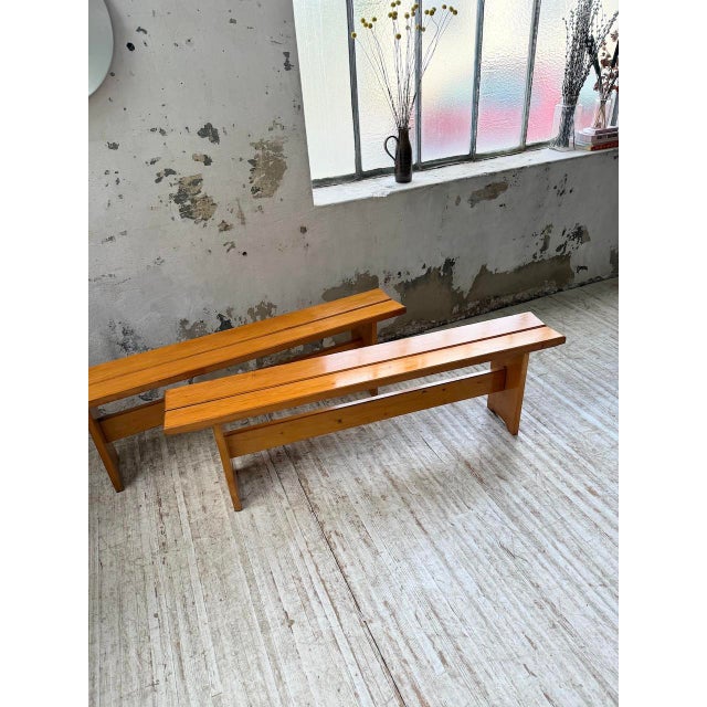 Pine Benches by Charlotte Perriand for Les Arcs, 1970s, Set of 2 For Sale - Image 11 of 18