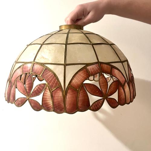 Vintage Capiz Two-Tone Lampshade For Sale - Image 9 of 12