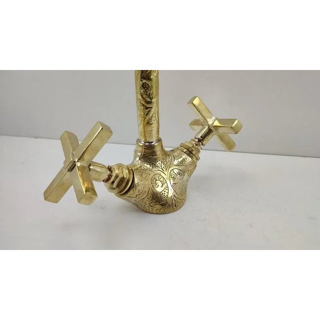 21st Century Moroccan Handmade Faucet Swan Neck Brass Copper Engraved Farmhouse Sink Faucet For Sale - Image 4 of 7