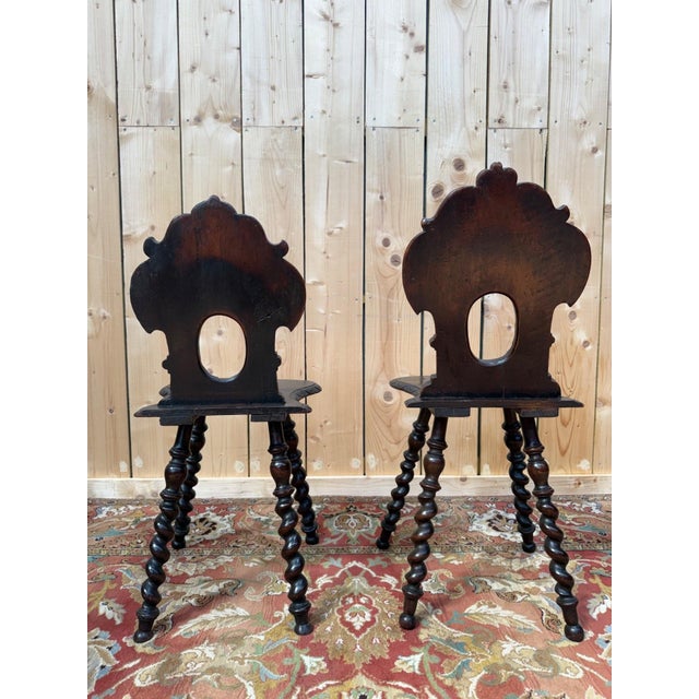 18th Century Baroque German Alsatian Chairs in Stained Wood, Set of 2 For Sale - Image 5 of 7
