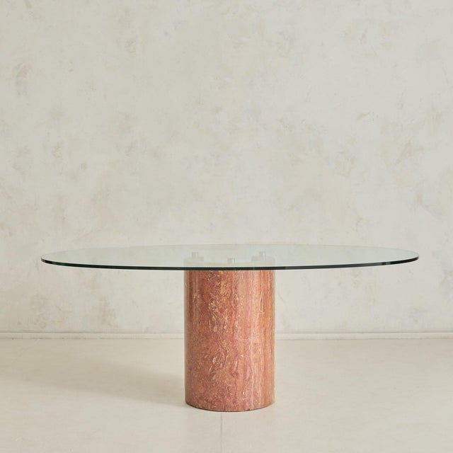 1970s Italian Red Marble Oval Dining Table, 1970s For Sale - Image 5 of 11