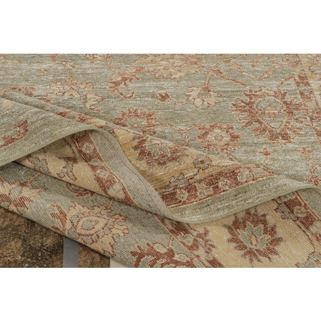 Green 2010s Rug & Kilim’s Oushak Style Rug in Green With Gold and Rust Floral Patterns For Sale - Image 8 of 8