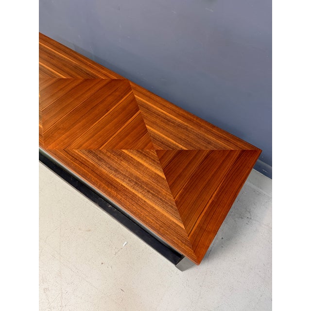 Brown 1970s Founders Mid-Century Modern Walnut Parquetry Coffee Table With Black Wood Base For Sale - Image 8 of 13