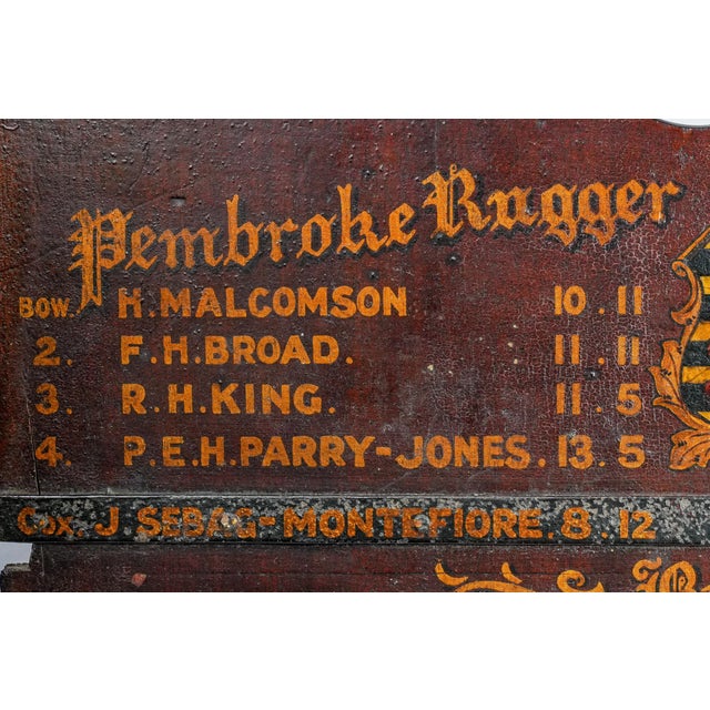 1910s Commemorative Antique Wood Rowing Rudder Hand Painted Cambridge University Sports Trophy For Sale - Image 5 of 18