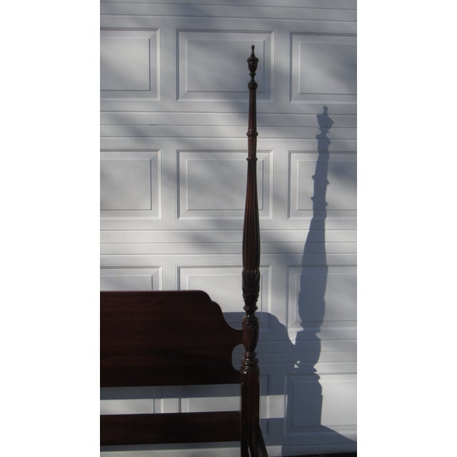 1980s Ethan Allen Queen Size Poster Bed Carved Cherry Designer Rice For Sale - Image 6 of 11